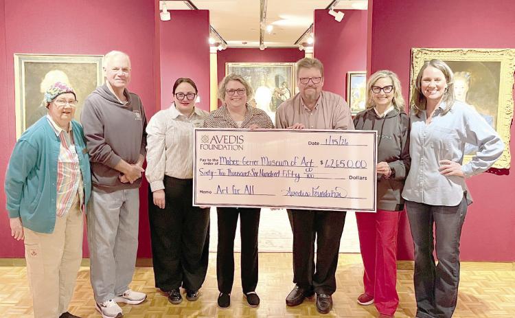 Pictured from left: Jude Delaney, Volunteer Docent Mabee-Gerrer Museum of Art; Mark Finley, Avedis Foundation Board Member; Sylwia Partyka, Director of Development Mabee-Gerrer Museum of Art; Tracy Meeuwsen, Senior Program Director-Data Analyst Avedis Foundation; Dane Pollei, Director and Chief Curator Mabee-Gerrer Museum of Art; Jill Spencer, Chairman of the Board Avedis Foundation; and Erika Jones, Avedis Foundation Board Member. Photo provided by Avedis