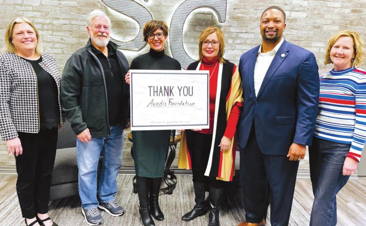 Pictured from left are Tracy Meeuwsen, Program Director Avedis Foundation; Dr. Steve Trotter, Board Member Avedis Foundation; Tina Hanna, Executive Director South Central Industries; Kathy Laster, Ph.D. President &amp; CEO Avedis Foundation; Josh L. Trimble, Board Member Avedis Foundation; and Audrey Seeliger, External Relations-Special Events Director Avedis Foundation