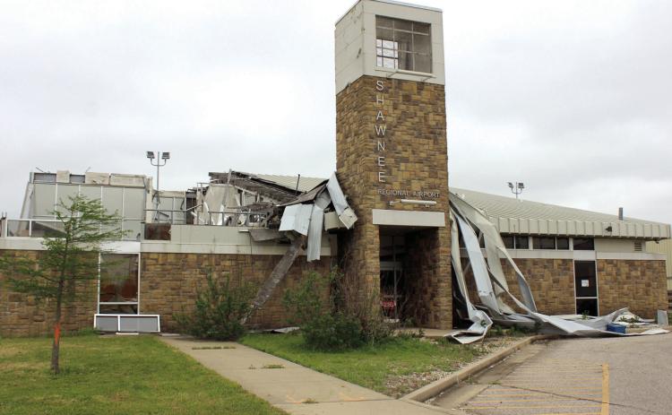 The Shawnee Regional Airport terminal still stands in shambles almost a year after the April 19, 2023 tornado. Its demolition was approved at the last Shawnee City Council meeting. Several hangars and airplanes were also damaged. Distributions for repairs from insurance and FEMA are slowly trickling in, said Shawnee City Manager Andrea Weckmueller-Behringer and Assistant City Manager Danny Vise.