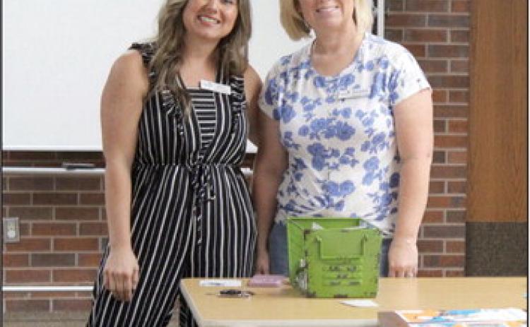Legacy Parenting Center Director of Operations Kyia Robison and Volunteer Coordinator Kerbie Charlow spoke at the Tecumseh Chamber of Commerce TAG meeting on Sept. 14. National Diaper Need Awareness Week is Sept. 18-24. Countywide &amp; Sun/Natasha Dunagan
