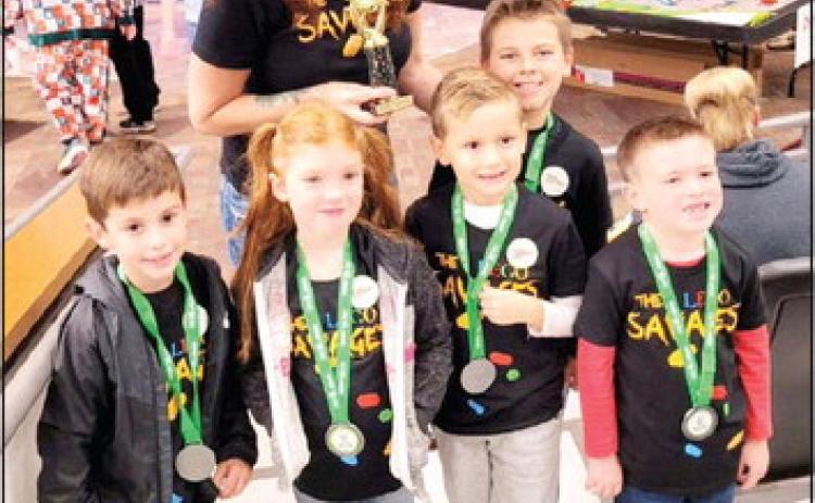 The Barnard Elementary LEGO Savages received the Core Values Award during a FIRST LEGO League (FLL) Qualifying Event at Gordon Cooper Technology Center last fall. Because of that, they have now been invited to represent Oklahoma at the FIRST LEGO League World Festival, in Houston, April 19-22. The team includes Jude LaChappell, Stetson Smith, Emory Cox, Cameron Thompson, Austin Qualls and Landon Williams, plus Team Mentor Mardesia Finch. Photo provided.