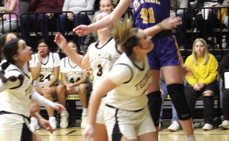 Bethel’s Josie Megehee scores two points in the second quarter of the game at Tecumseh on Feb. 3. The Lady Savages lost, 42-56. Countywide &amp; Sun/Natasha Dunagan