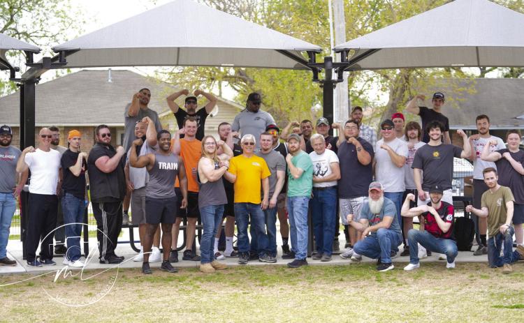 Arm wrestlers from across the state met at Kids Space Park in Shawnee to practice on Sat., March 30, including Shawnee resident Bryce Talton. Photo courtesy of Mikayla Lorenzen.