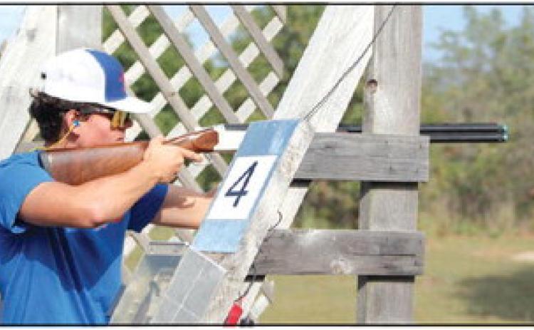 Bethel FFA Junior Vice President and junior Corban Winsett shoots in the sporting clays competition during the First Annual Bethel FFA Shooting Sports Invitational, held at the Shawnee Twin Lakes Trap Club on Sept. 22. Six schools participated in the Bethel 4-H & FFA Booster Club fund-raiser. Countywide & Sun/Natasha Dunagan