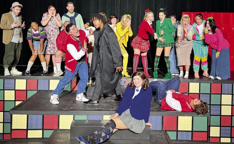 Cast members, pictured from left are: (front row) Ginny Stewart; (second row) Kirby Rodman, James Coplen, and Josh Craig; (third row) Logan Jennings, Riley Herring, Aubrey Herrin, Philip Newcomer, Austin Mould, Cierra Farris, Cassidy McGovern, Emilie Lange, Maggie Sherman, Aubrey Jo Hoag, Bailyn Gatlin, Alyx Sabina, AJ Garrett, and Caroline Deen. Photo provided