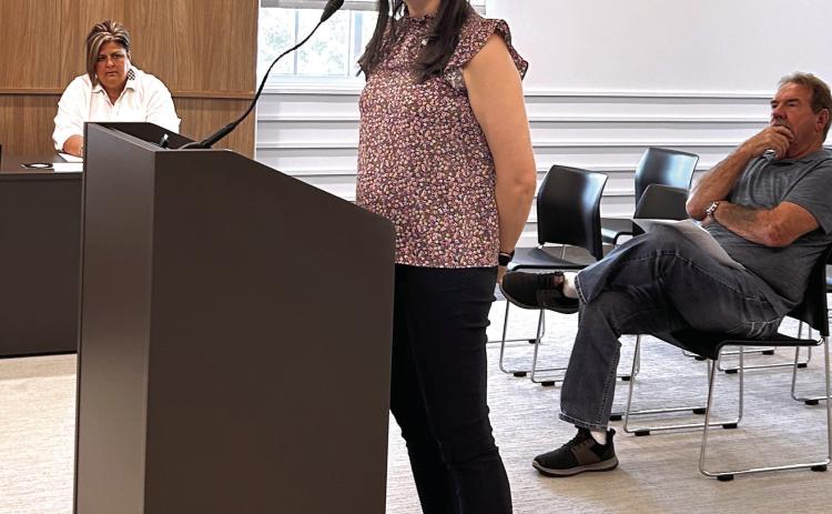 Legacy Parenting Executive Director Lacey Holt informs Commissioners about Diaper Awareness week and the upcoming Trivia and Tapas fundraising event during the County Commissioners Board Meeting held Tuesday, Sept. 9, 2025. Suzie Campbell, Countywide &amp; Sun
