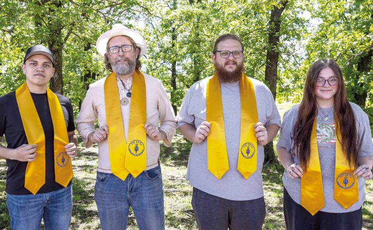 Pictured from left: Nicholas Johnson of Tecumseh, Lenny Davidson of Meeker, Cody Hisaw of Shawnee and Mackenzie Harris of Shawnee were inducted into the Seminole State College Psi Beta Honor Society for the 2024-2025 academic year. Photo provided by SSC