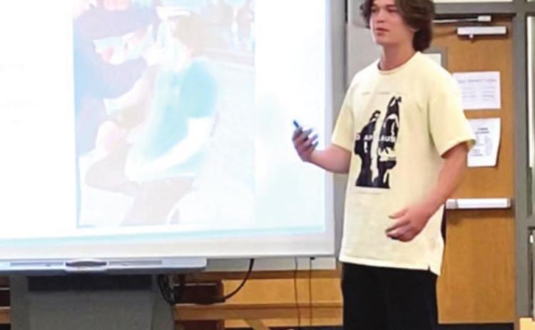Jaxon Meyers gives his digital presentation on interning.