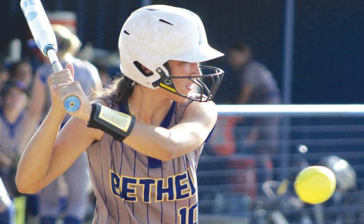 Bethel sophomore Layla Menhusen prepares to hit a home run during the third inning of the home game with Casady on Aug. 11. The Lady Wildcats won, 13-1. So far, their record is 3-1. Countywide & Sun/Natasha Dunagan