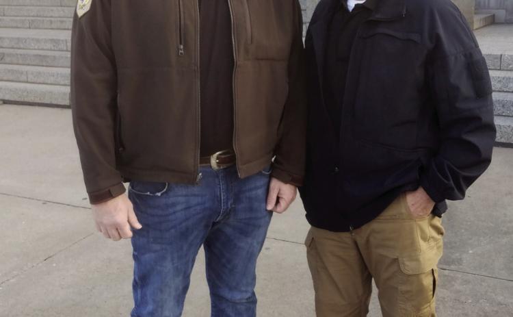 New Undersheriff Marcus May (left) and Sheriff Freeland Wood pose outside the courthouse. Countywide &amp; Sun/ Bill Rooth