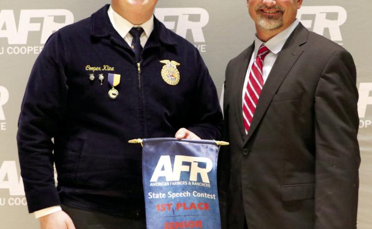 Cooper Kline, North Rock Creek, competed in the Senior Extemporareous category at the American Farmers &amp; Ranchers (AFR) State Speech Contest held in Stillwater, Dec. 2, and he placed first. Photo provided