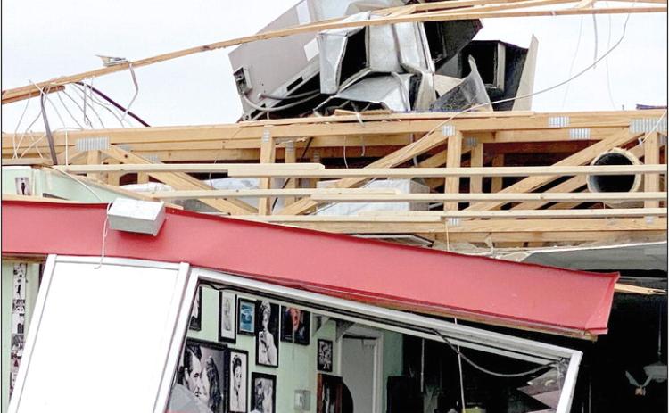 A tornado tore through Pottawatomie County Wednesday, Apr. 19, leaving massive destruction in its path. The Boom-a-Rang located on MacArthur was in the path and received catastrophic damage, but the nostalgic photos still hang on the wal inside the building. See more photos on pages B4 and B5 Countywide &amp; Sun/Suzie Campbell