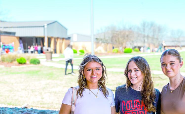 North Rock Creek students, Hope Hodges, Irelyn Tiscerno and Kenzie Westscott, pose on the campus of Seminole State College. Photo Provided