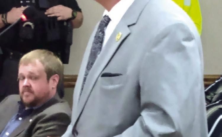 Tecumseh Police Chief JR Kidney voices support for McLoud Police Chief Kyle Webb at the Mar. 27 McLoud City Council meeting. Bill Rooth, Countywide & Sun