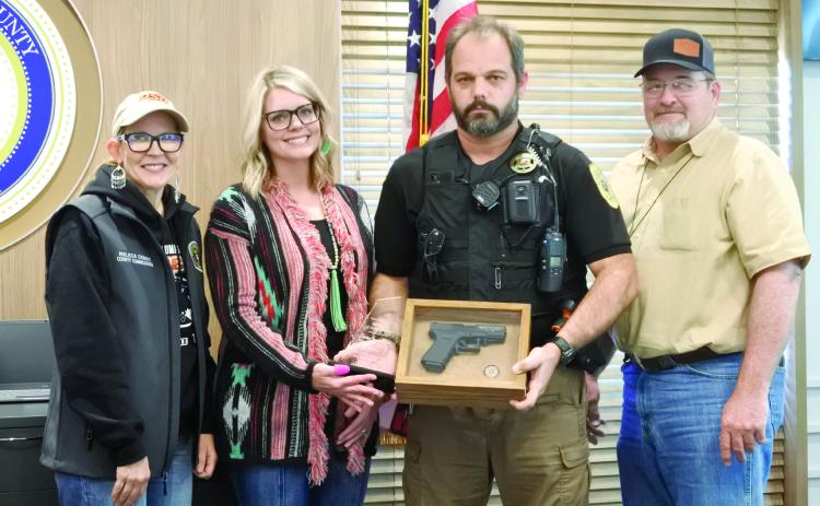 The Board of County Commissioners presented the Medal of Valor Deputy Gary Knoles of the Pott County Sheriff’s Office Thursday, Dec. 12. Knoles was shot seven times when dispatched to a possible domestic violence call on Oct. 29, 2021. Countywide & Sun/Suzie Campbell
