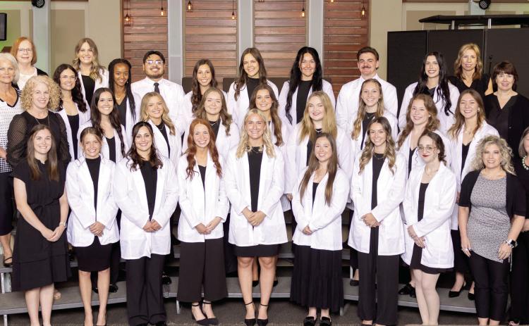 Oklahoma Baptist University’s 2025 nursing graduates were honored Friday during the Pinning and Lamp-Lighting Ceremony at Immanuel Baptist Church in Shawnee. Photo provided by OBU