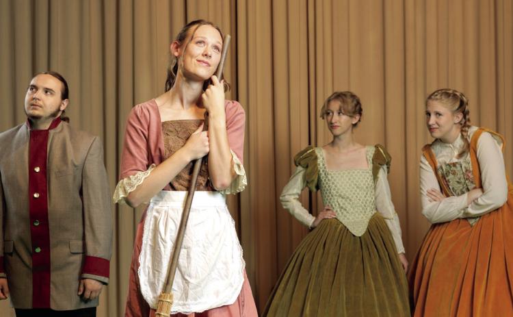 Joshua McCleskey (Sophmore, Cinderella’s Father), Natalie Bright (Senior, Cinderella), Josie Watson (Freshman, Florinda), Madeline Carlson (Freshman, Lucinda) will take the stage in OBU Theatre’s presentation of “Into The Woods JR. in the Black Box Theatre inside the Sarkeys Center. Photo provided