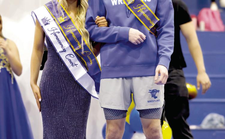 Landry Taron and Zack Griffith were crowned Bethel High School Wrestling Homecoming royalty on Jan. 13. Photo courtesy of Richelle Treece