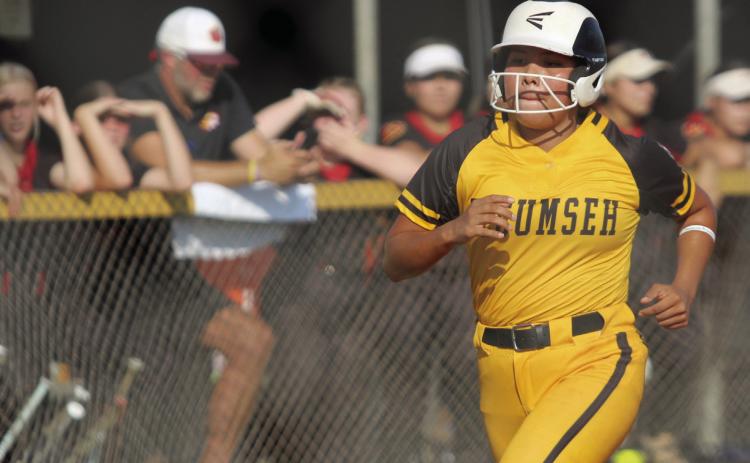 Tecumseh senior Zaryah Masquas runs from third to home in the fourth inning of the Aug. 13 game with Cleveland. The Lady Savages won, 10-0. Countywide &amp; Sun/Natasha Dunagan
