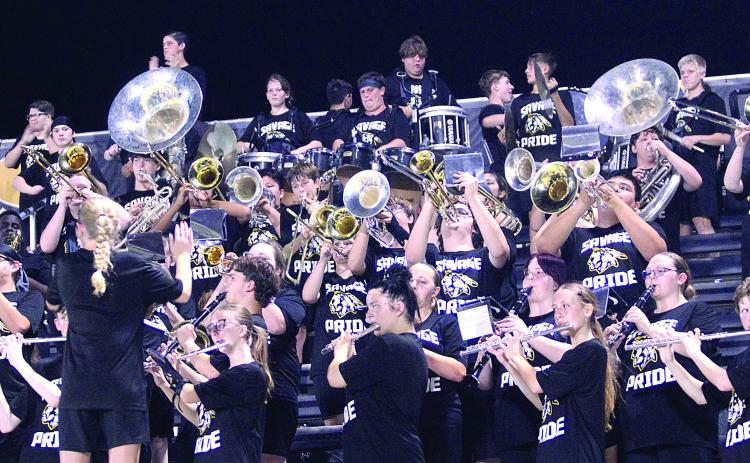 The Tecumseh Savage Pride Marching Band plays in the stands during the second half of the Sept. 4 home game against Weatherford. Natasha Dunagan, Countywide &amp; Sun