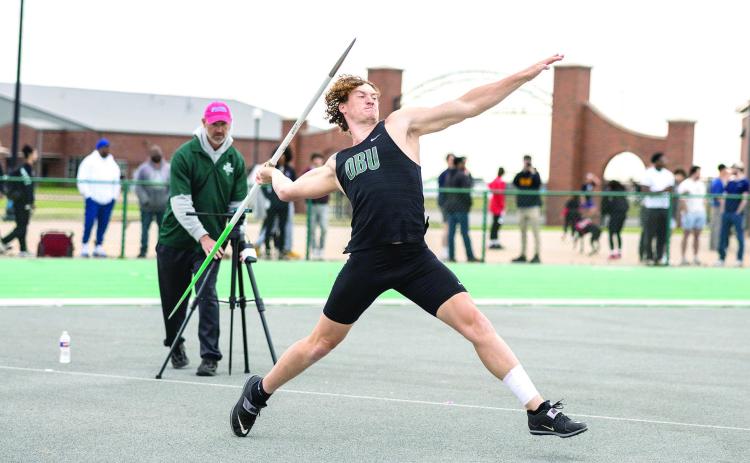 Former North Rock Creek and current Oklahoma Baptist University student, Maddox Motley delivers personal best at Invitational. Photo Provided