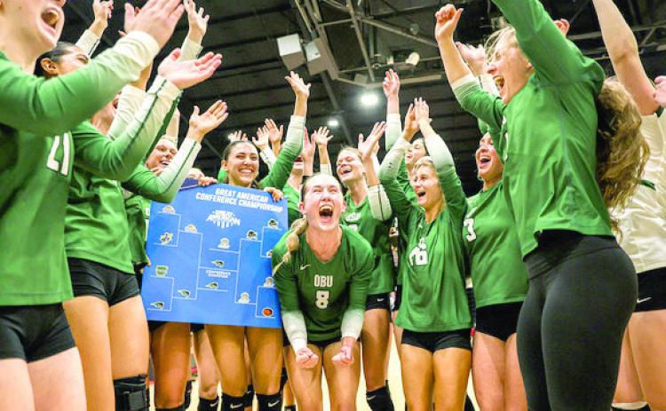 The Oklahoma Baptist University Volleyball team are the Great American Conference Champions again. Photo Provided