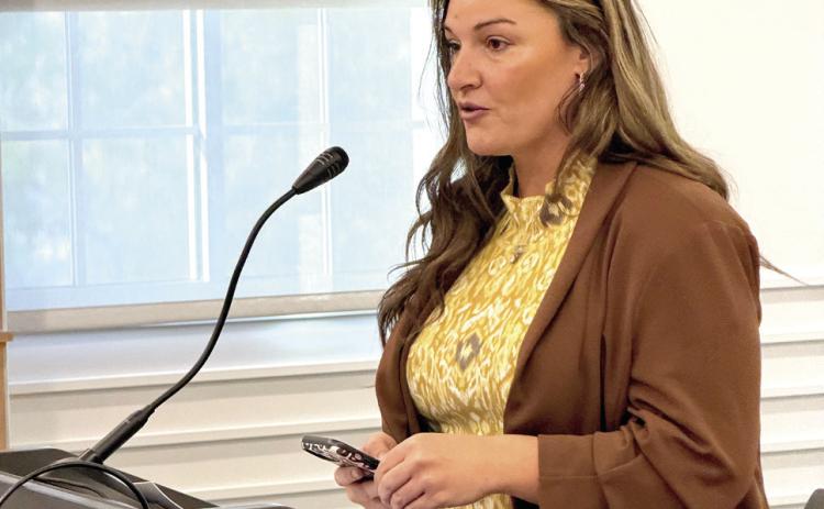 CACCO Executive Director KC Campbell addresses Pottawatomie County Commissioners Tuesday while requesting continued county partnership and funding. Suzie Campbell, Countywide &amp; Sun