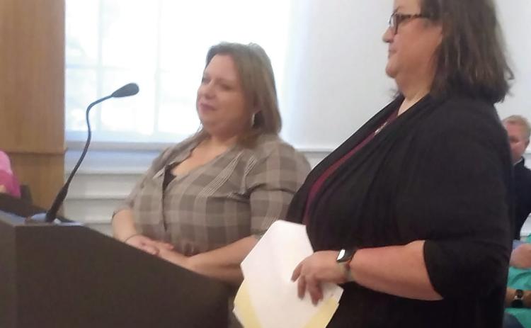 Rose Rock Community Engagement Coordinator April Grant and Restore Director and Client Solutions Manager Kendra Martin request County funds to purchase a box truck. Bill Rooth, Countywide & Sun