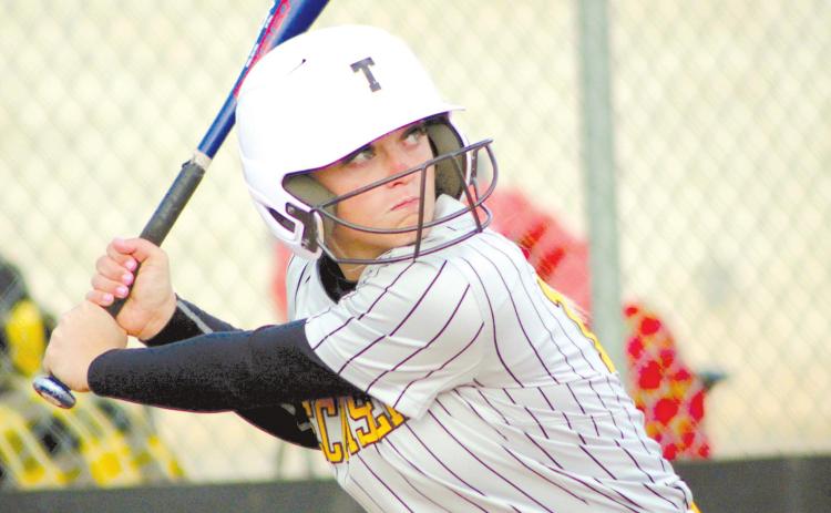 Tecumseh senior Lauren Taylor prepares to hit a double in the third inning of the home game against Byng on April 7. The Lady Savages won 14-7. Countywide &amp; Sun/Natasha Dunagan