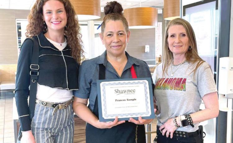 Award recipient Frances Sample is pictured in the center with Shawnee Forward representatives. Photo provided