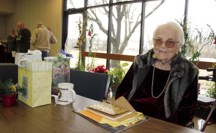 Clemmie Lucas of Tecumseh will turn 100 on Christmas Day, and Project H.E.A.R.T, in conjunction with the Tecumseh Senior Center, threw her an early birthday party on Dec. 15. Lucas still drives to the center every day for lunch and twice a month for bingo. Countywide & Sun/ Natasha Dunagan