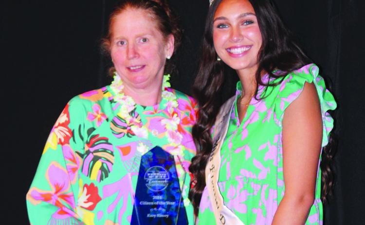 Kacy Kinsey won the Citizen of the Year Award, presented by Miss Frontier Days Jalee Meyers, during the Tecumseh Chamber of Commerce Annual Meeting & Awards Banquet, held at the Grand Casino Hotel and Resort on Nov. 21. Countywide & Sun/Natasha Dunagan