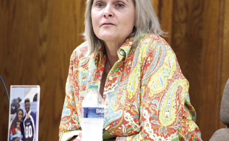 Retiring Superintendent Dr. April Grace talks to the Shawnee Board of Education during their June 26 meeting - her last meeting. Countywide & Sun/Natasha Dunagan