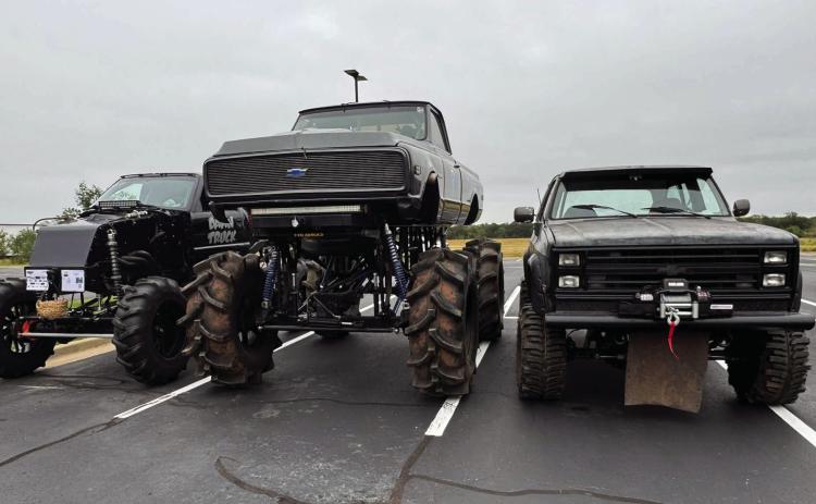 1971 Chevy C-10 Mega Truck owned by Bud Bryner is pictured center.