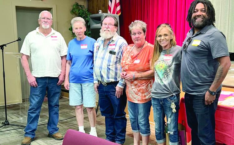 These graduates attended the 2024 Earlsboro Banquet for the first time. Pictured from right: Bob Nettles, Clara (McAfee) Thompson, Donnie Owens, Glenda Sue (Herron) Ortega, Shanda Owens and Keyon Permetter. Photo provided