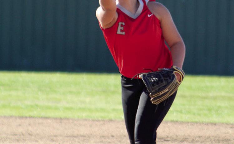 Earlsboro’s Sierra Streater is the third pitcher to try her hand in the last inning of the Varnum game of the Little River Slow Pitch Tournament, held at FireLake Ball Fields on April 3. Countywide &amp; Sun/Natasha Dunagan