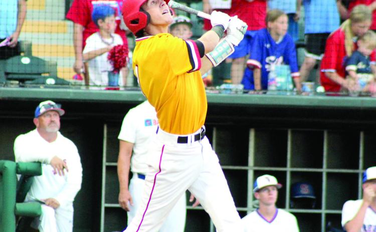 Dale junior Brody Case gets a hit and watches it fly in the fourth inning.