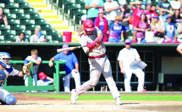 Dale senior Jack Rooker prepares for a hit during the third inning of the OSSAA Class 2A State Baseball Championship against Silo, held at the Chickasaw Bricktown Ballpark in OKC on Oct. 12. At Yukon High School, the Pirates beat Preston, 6-1, on Oct. 10, and they won with Tushka, 9-6, on Oct. 11, before falling to Silo, 8-3, that day. They end their season with a 27-6 record. Countywide & Sun/Natasha Dunagan
