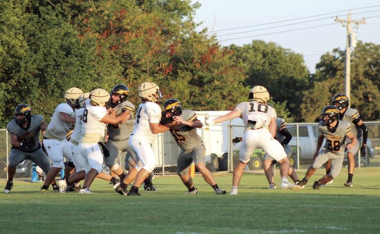 The Tecumseh Savages go up against the Broken Bow Savages during their first scrimmage of the season on Aug. 22. They also played the Western Heights Jets. Tecumseh's first home game will be on Sept. 5 at 7 pm against Classen SAS at Northeast. Cheyanne Dietz, Countywide & Sun