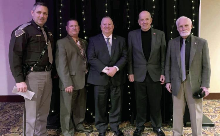 Members of the Concerned Oklahomans for the Highway Patrol Society attended the Shawnee Police Department 2020 Awards. Pictured from left are OHP Chief Brent Sugg, DPS Assistant Commissioner Chief Pat Mays, DPS Commissioner John Scully, COHPS President Jim Laurick, and COHPS Western Region Vice-President Dr. Joe Taron. Photo provided