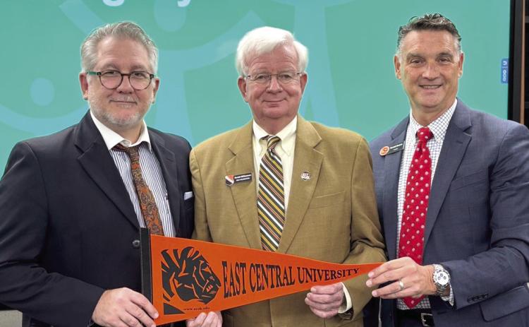 From left to right; ECU Provost Dr. Jeffrey Gibson, ECU Senior Advancement Officer Gerald Williamson, and ECU President Wendell Godwin Photo Provided