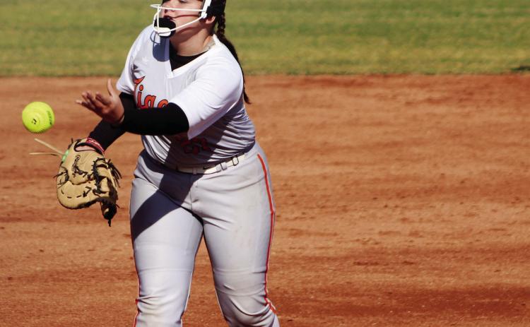 Raeyleigh Gensman steps in as the relief pitcher in the bottom of the fifth inning. Countywide &amp; Sun/Natasha Dunagan