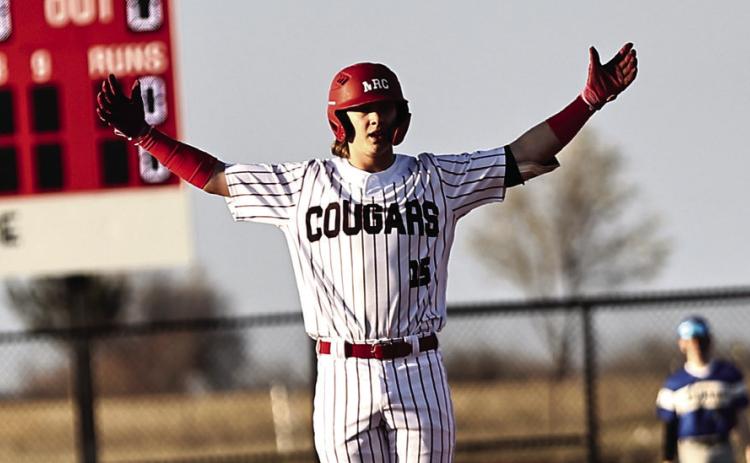 North Rock Creek’s Jesse Todd celebrates his double.