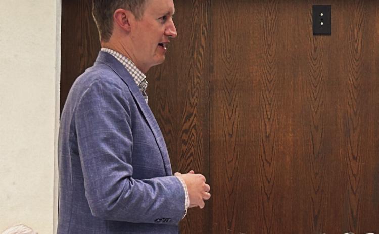 Oklahoma Department of Aerospace and Aeronautics Executive Director Grayson Ardies presents the proposed Capital Improvement Plan (CIP) for the Shawnee Airport to the City Commissioners. Countywide &amp; Sun/ Suzie Campbell