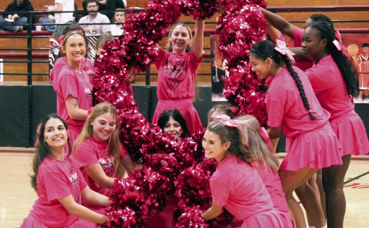 The Earlsboro High School Cheerleaders perform during halftime of the Jan. 6 Wildcats Pink Out game. Natasha Dunagan, Countywide & Sun