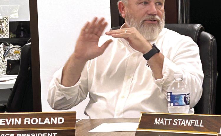 Bethel School Board Vice President Kevin Roland discusses his views regarding the number of valedictorians and salutatorians. The board spent some time reviewing the pros and cons of having multiple or just one of each. Suzie Campbell, Countywide & Sun