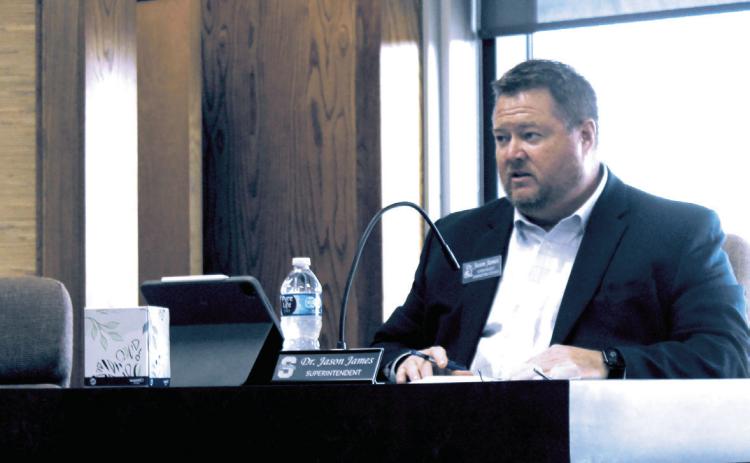 Shawnee Superintendent Dr. Jason James speaks at his first Shawnee Public Schools Board of Education meeting on June 2. Natasha Dunagan, Countywide &amp; Sun