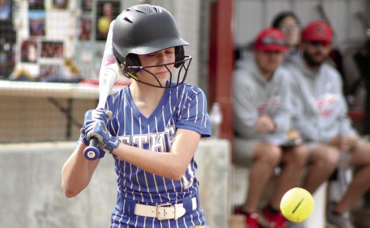 Bethel freshman Hailey Hanmer passes on a close pitch before getting the walk. Natasha Dunagan, Countywide & Sun