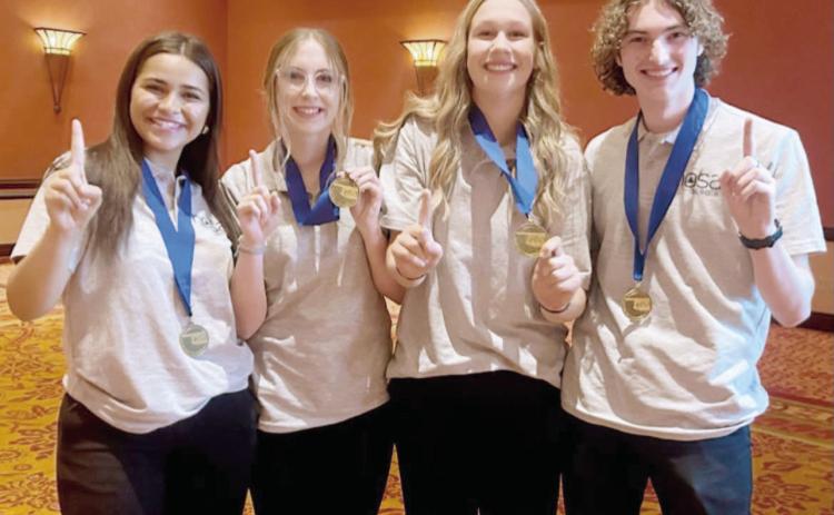 Pictured from left are Manuela Parada and Annaliese Price of Shawnee High School, and Hope Streater and Cameron Black from North Rock Creek High School. Photo provided by Shawnee High School