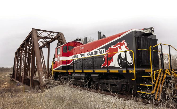 Linda, the new switch engine locomotive, arrived at CPN’s Iron Horse Industrial Park in February. The train will help further economic growth in the region. Photo provided